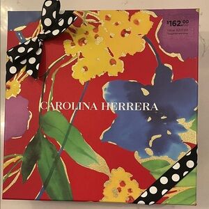 Carolina Herrera Red Floral Box with Polka Dot Ribbon